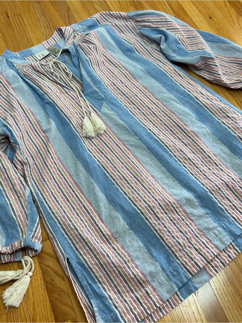 Liv Los Angeles Striped Cotton Tunic Top - Picture 11 of 13